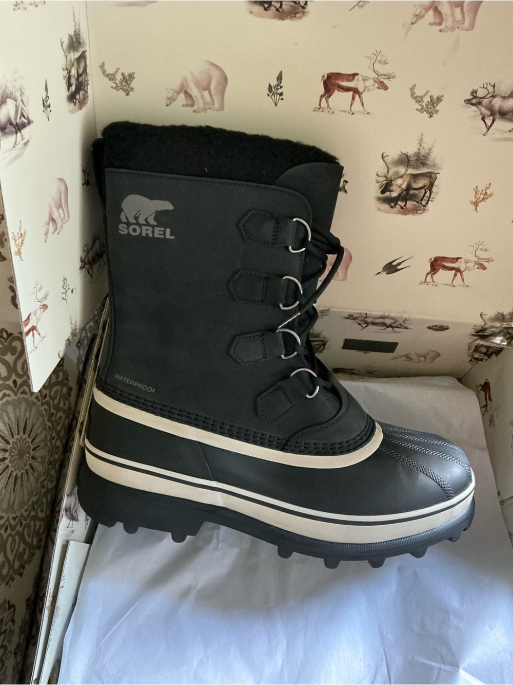 Sorel Black and Cream Men's Waterproof Winter Boot
